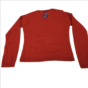NWT Lucie Sofia Brick Red V Neck Sweater Size Medium